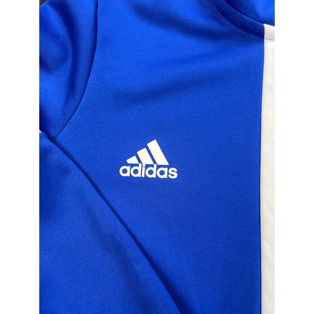 Adidas Full Zip Hoodie Mens 2XL Blue White Aeroready Striped Track Jacket